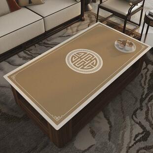 皮革新中式桌布古典中国风桌垫防水防油免洗实木茶几垫客厅家用布