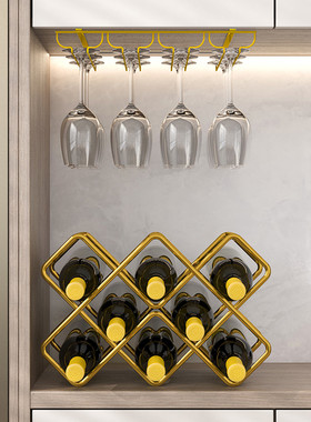 64n红酒架摆件轻奢展示架网格内斜置物架酒柜葡萄酒放红酒瓶托架