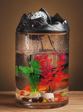 创意中式摆件假山流水喷泉客厅办公室小型流水鱼缸招财桌面景观