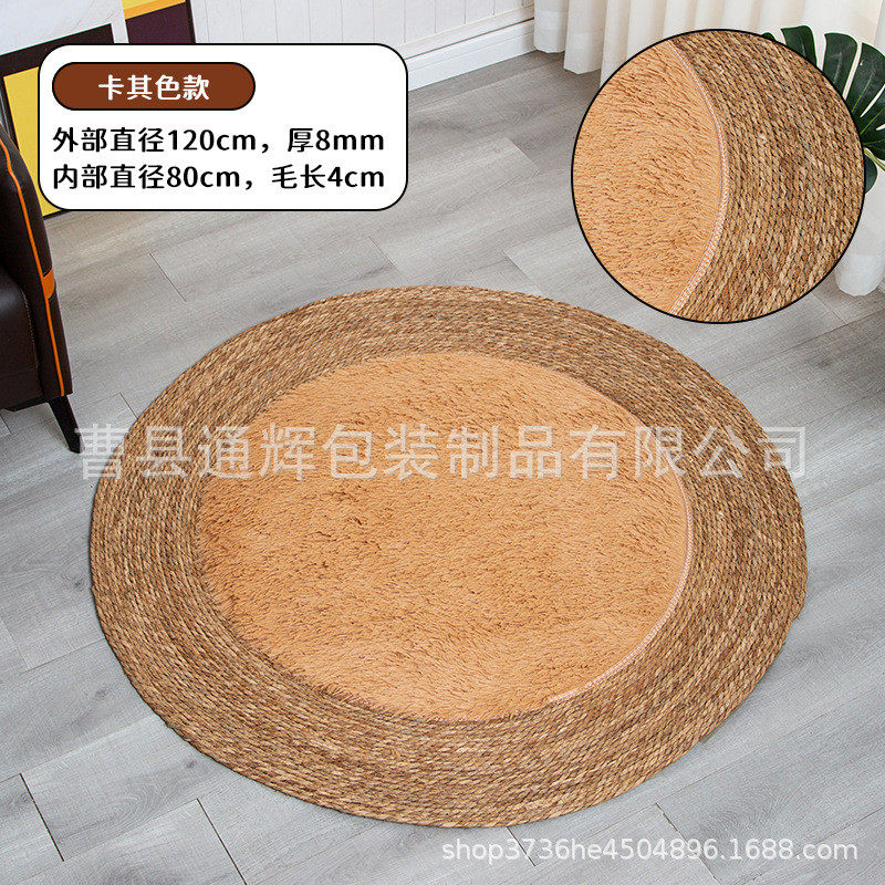 棉绳编织地毯拼接地垫客厅民宿椅子垫圆形朴素拍摄装饰茶几毯垫子