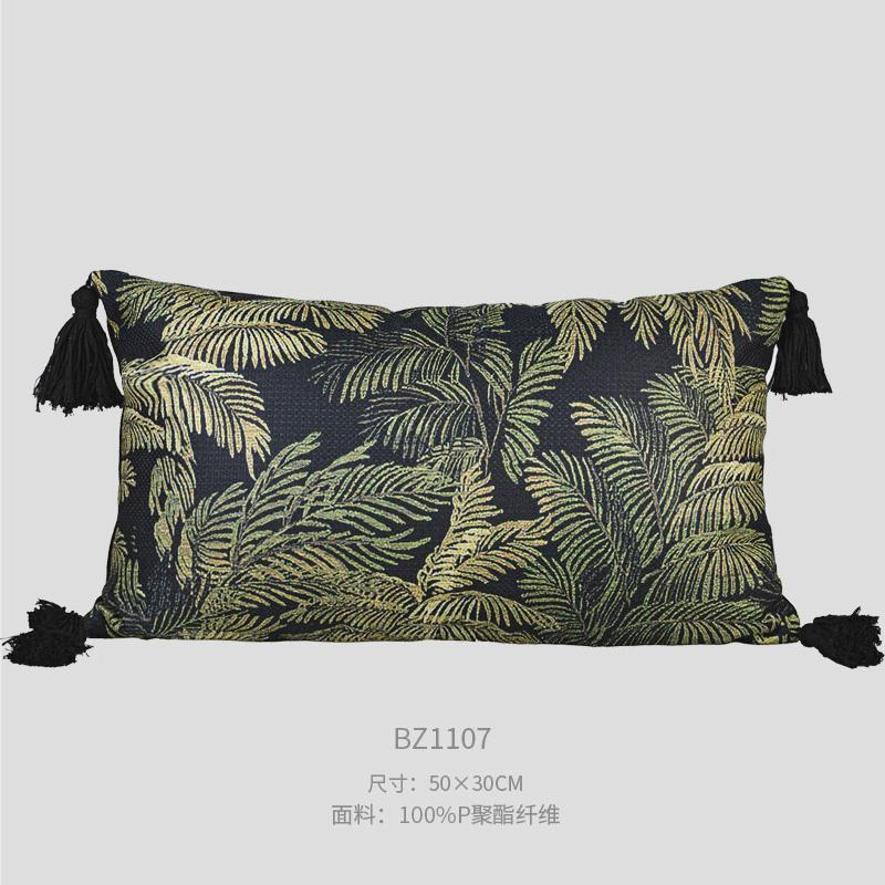 包田园马尾松墨绿色抱枕沙发客厅美式复古靠垫腰枕靠枕软装靠法式