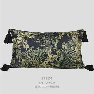 法式 靠包 田园马尾松墨绿色抱枕沙发客厅美式 复古靠垫腰枕靠枕软装