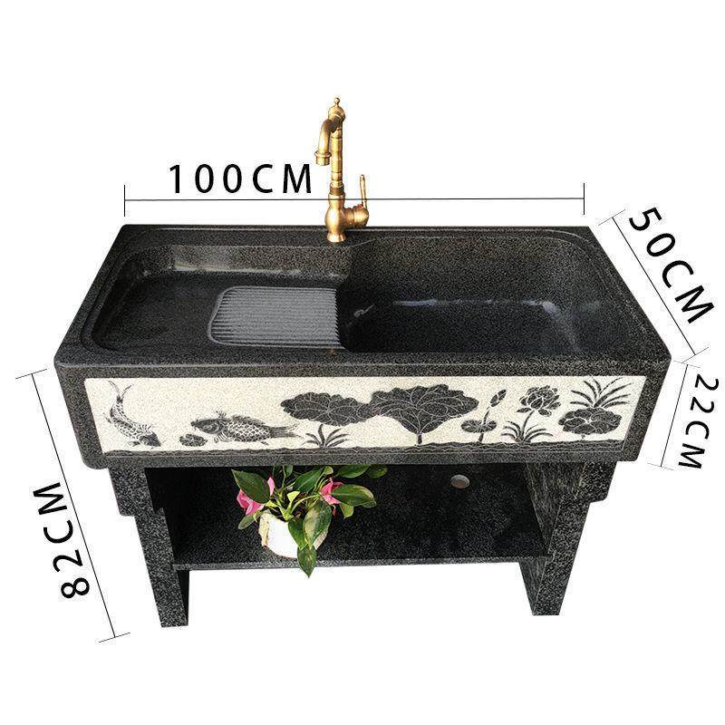 大理石洗衣池阳台家用洗衣槽带搓衣板石头一体式洗衣台盆