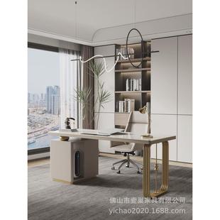 岩板高级设计办公桌美容院意家用电脑书台 轻奢电脑书桌办公桌式