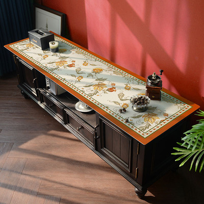 喜气洋洋餐桌电视柜桌布北欧客厅长方形盖巾茶几垫防尘布盖布红色