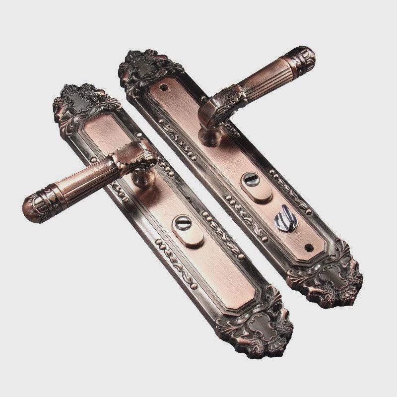 防盗门把手老式锁具红古铜加厚执手内锁入户门锁大门铝合金门拉手