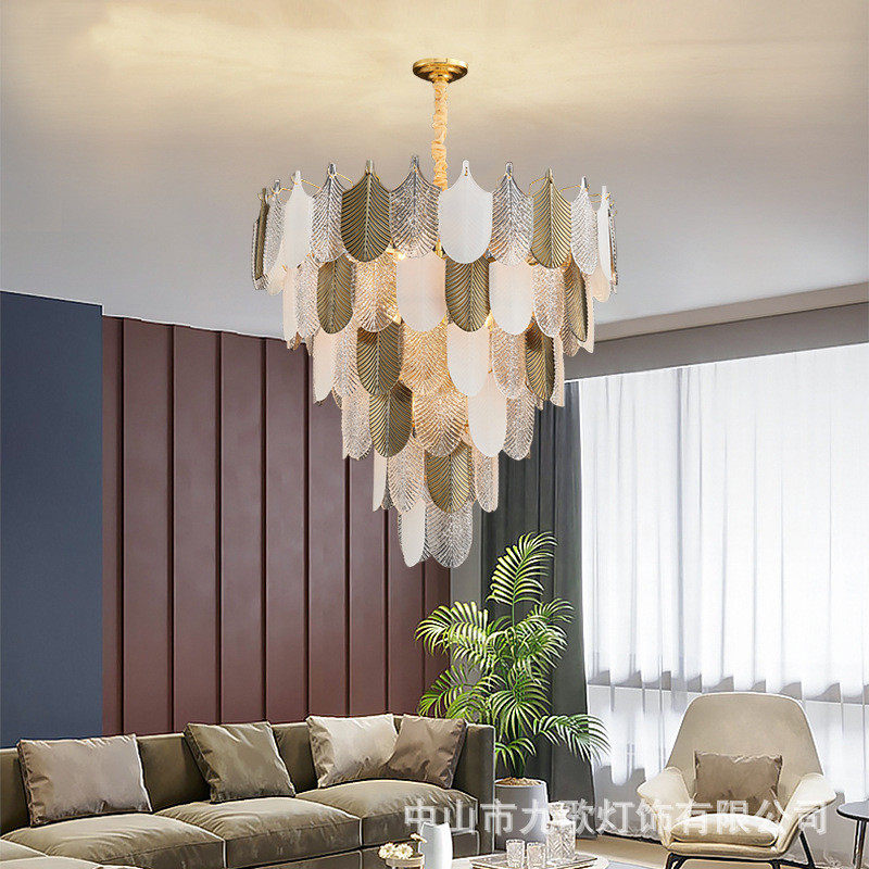 轻奢北欧后现代吊灯客厅灯2021新款简约别墅艺术玻璃卧室水晶灯