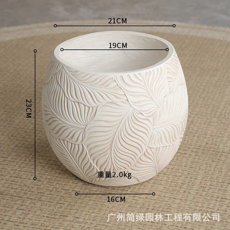 镁水泥盆花盆简约落地艺术仿古花盆北欧化风格室外室内绿植盆栽泥