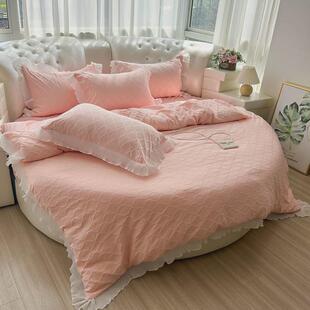 q683圆形春夏圆床床裙四件套蕾丝公主韩式 床笠加厚夹棉床罩床品2