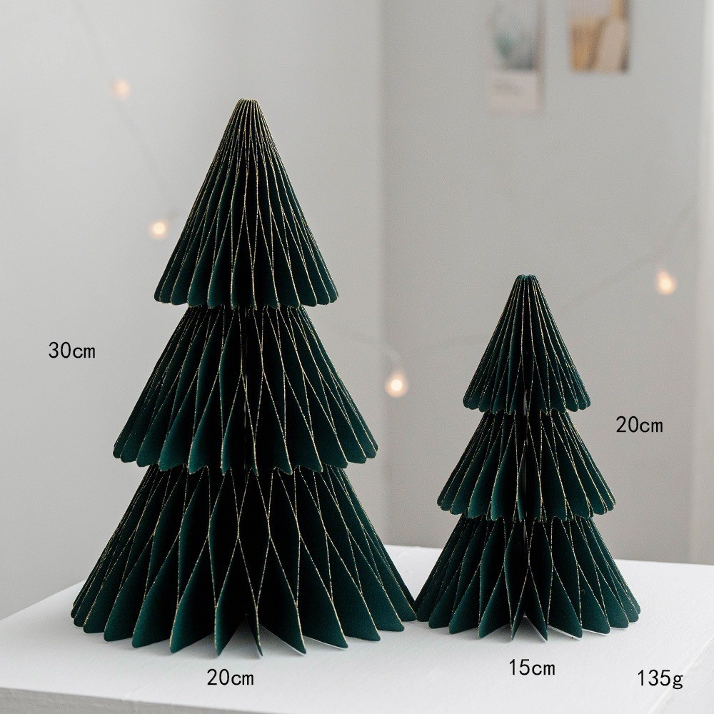 圣诞节装饰桌面节日氛围道具布置折纸圣诞树家用商场柜台ins摆件