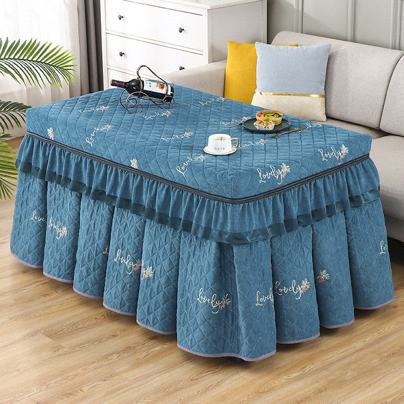 批发新款加厚绒冬季烤火罩桌炉桌套长方形圆孔茶几电烤炉电暖布套