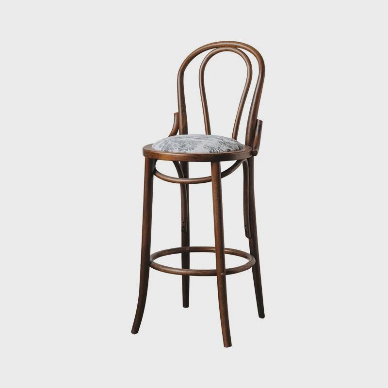 法式吧台椅餐厅古风实木高脚凳子岛台北欧高脚靠背椅子酒店中家用