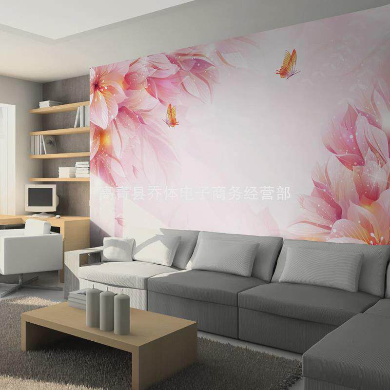 t穉1电视背景墙纸客厅蝶恋花1壁纸沙发现代简约壁画t无缝墙布卧室