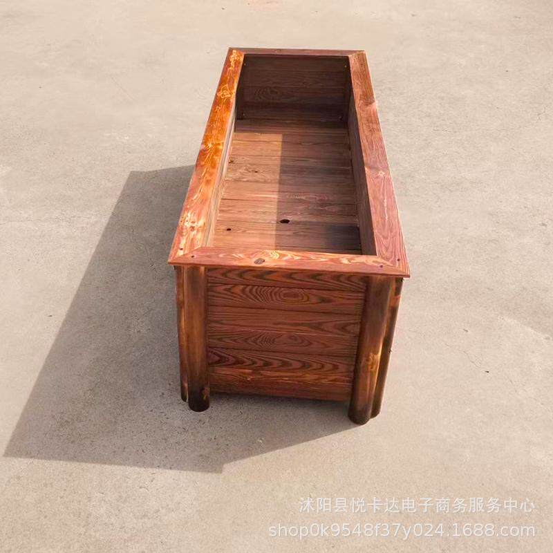 绿化防腐木花箱户外花箱阳台种植箱碳化木实木花盆田园风庭院花槽