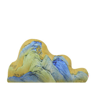 千里江山靠山背枕靠垫新中式山水画抱枕黄色客厅靠枕山形沙发