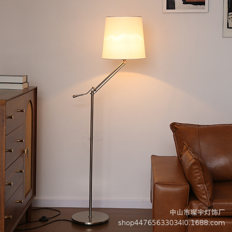 直供韩风简约长臂工业风折叠奶油落地办公沙发草帽立布罩地灯