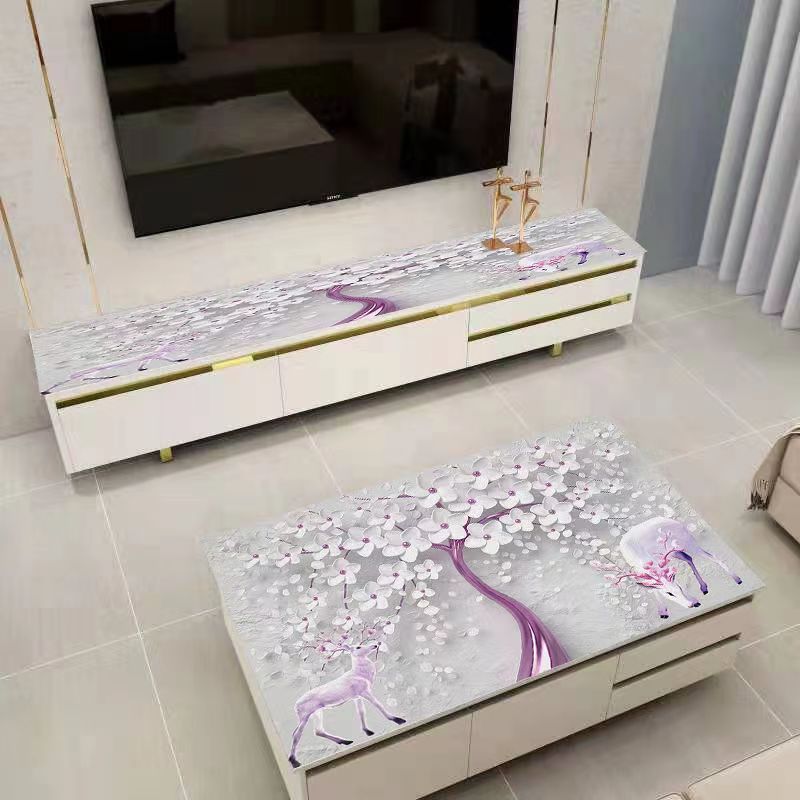 a947茶几桌布防水防油桌定制盖布pvc印花加厚电视柜长方形软玻璃