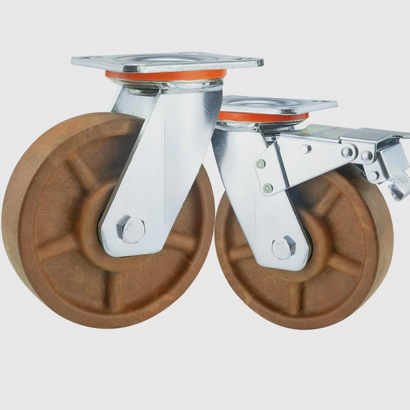 重型脚轮4/5/6/8寸纤玻尼龙万向轮耐高温300°烤箱轮工业推车脚轮