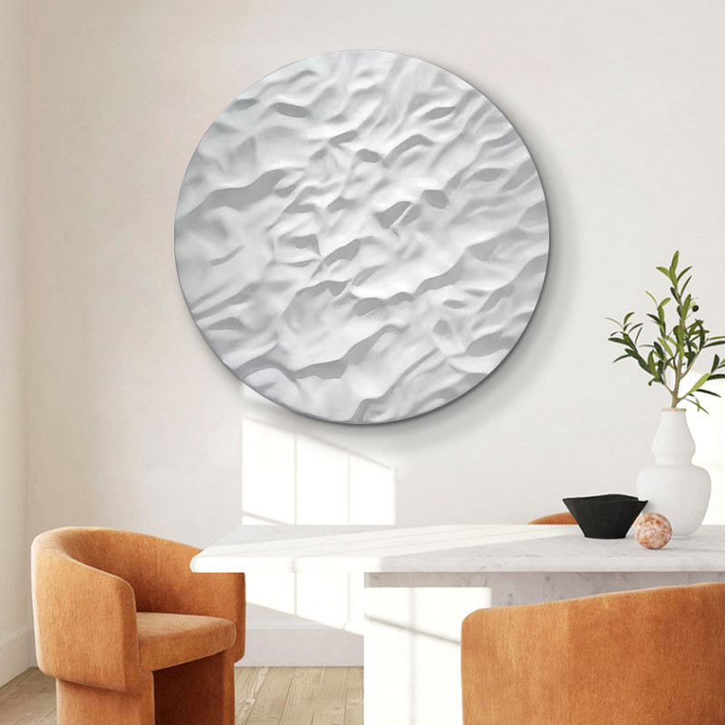 入户圆形玄关装饰画现代3d立体浮雕挂画客厅竖版抽象砂岩背景墙画图片