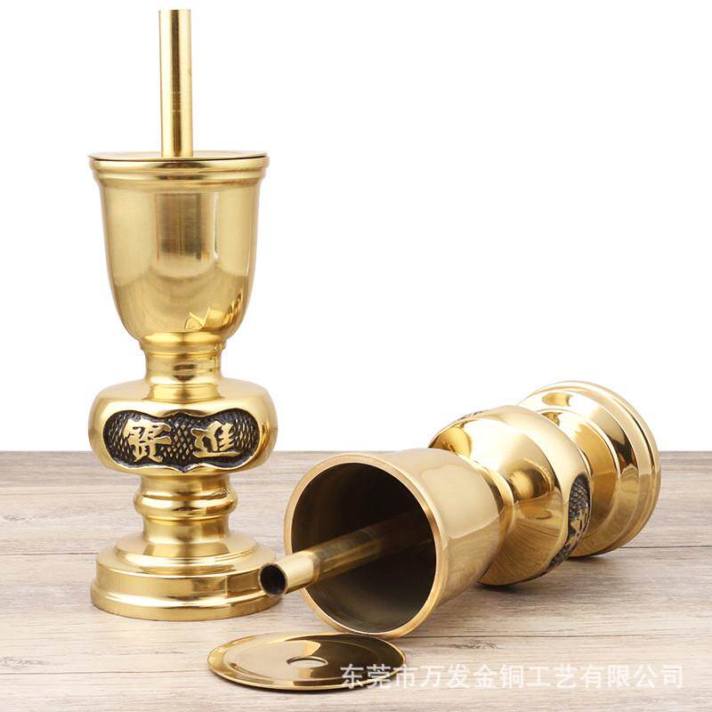 插蜡烛座摆件佛具蜡烛烛台厂家批发金属佛具黄铜蜡烛台座供奉用品