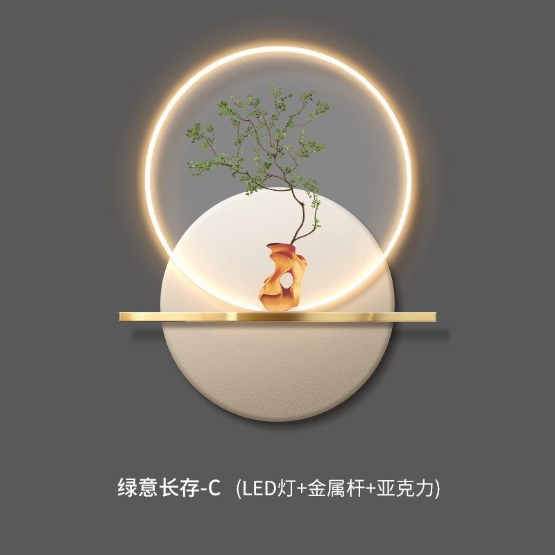 现代简约入户玄关装饰画带高级感画氛围画led灯走廊过道绿植挂画