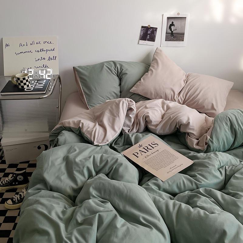 床单被套床上四件套被罩简约款纯色学生宿舍床上三件套水洗棉用品