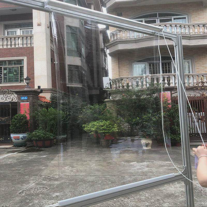 PVC卷帘透明上下开合遮风挡雨隔热防尘冷气隔断大排档凉亭空调帘