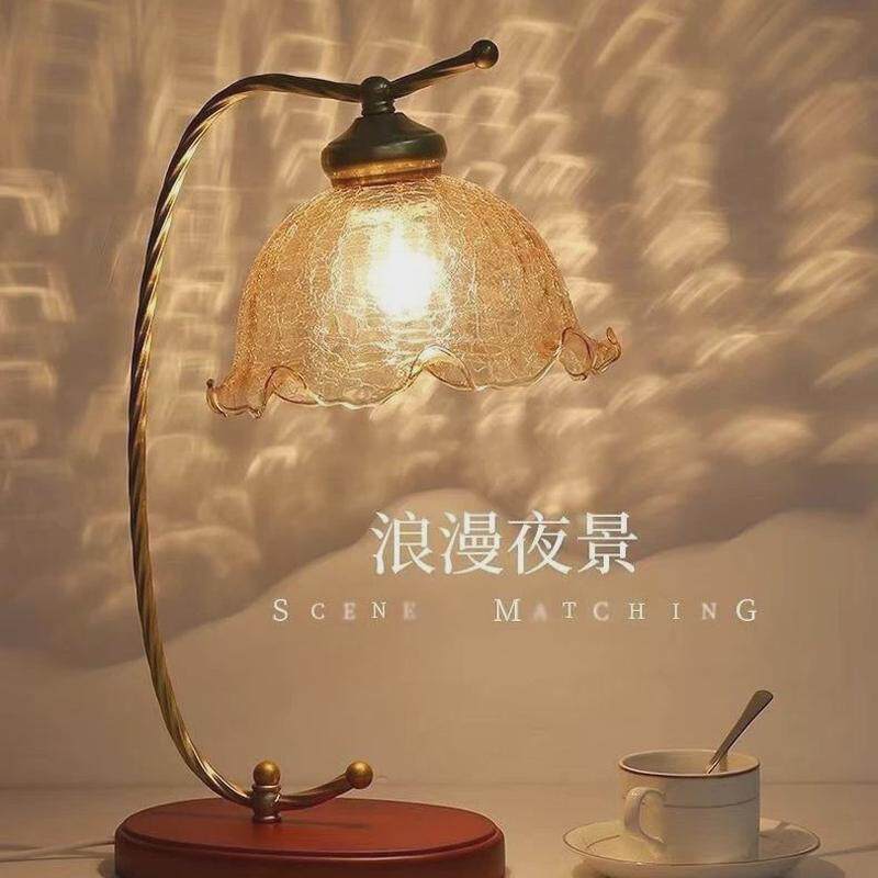 美式ins风实木台灯主房间书桌轻奢卧室学习护眼中式法式复古台灯