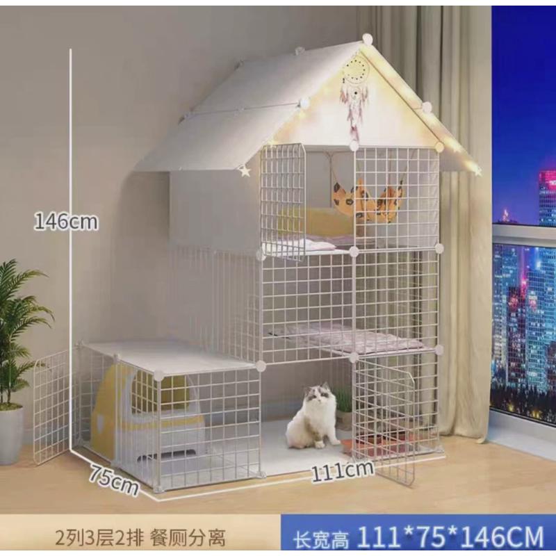 猫笼子家用室内超大自由空间猫窝别墅带厕所一体猫咪猫舍猫屋空笼