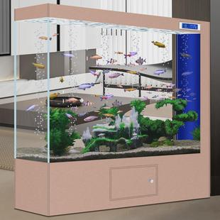 源头厂家创海方形超白玻璃鱼缸客厅中大家用屏风隔断型落地水族箱