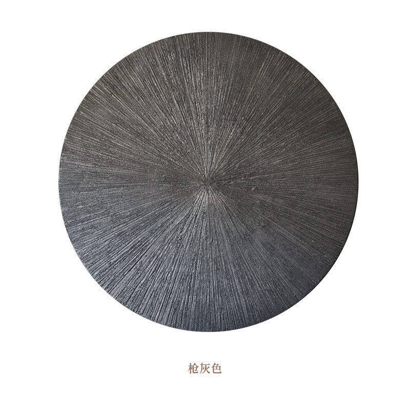法式中古风客厅背景墙装饰画立体圆形手绘肌理挂画玄关走廊复古风图片