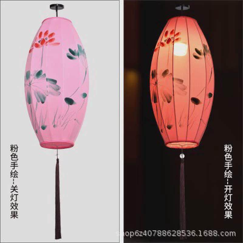 中式仿古灯具发光手绘国画宫灯酒店景区古典灯笼中国风吊灯笼挂饰