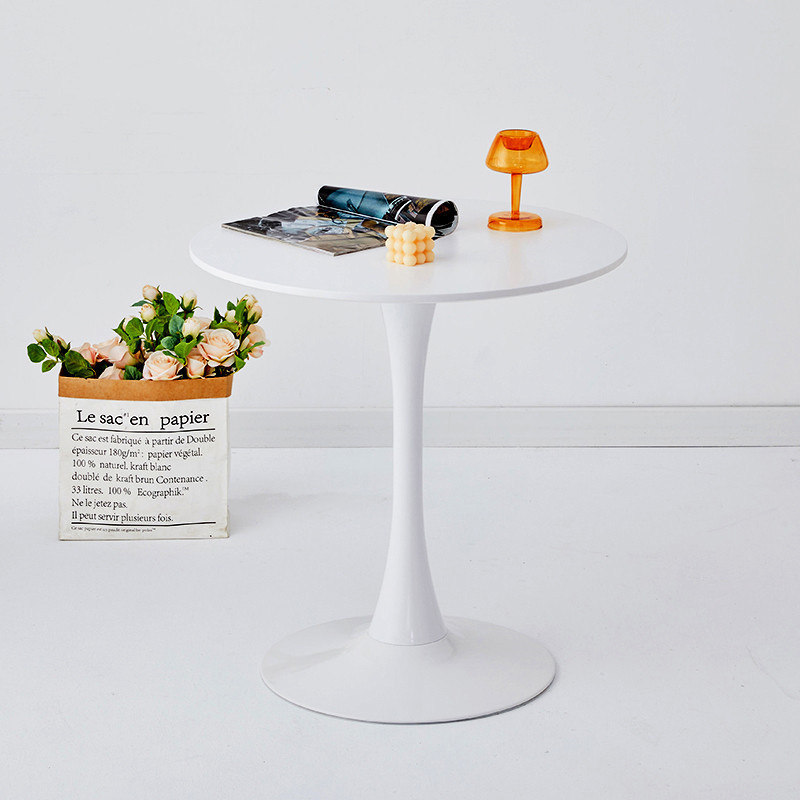 简约休闲白色烤漆椅奶茶洽谈接待桌子ins郁金香阳台小圆桌咖啡桌