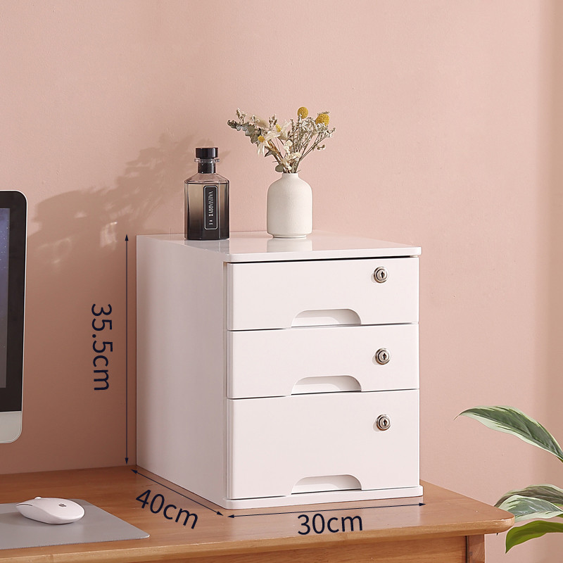 v5ha办公带锁桌面收纳盒实木桌上多功能带抽屉整理储物箱防尘防水