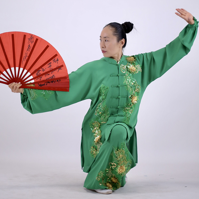 马蕾太极服新款表演服加长版型团队个人比赛服贴纱绣繁花