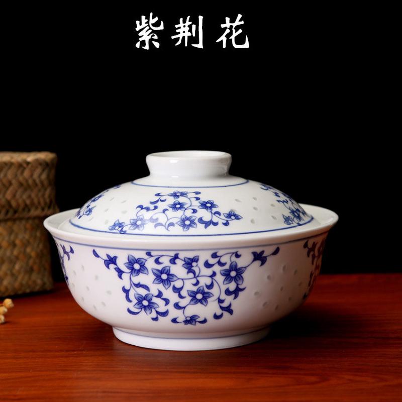面碗 带盖子泡面碗 大碗圆形大号创意汤碗中式景德镇陶瓷青花新款