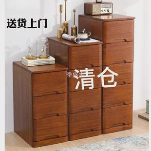 J櫅1实木抽屉式收纳柜夹缝隙窄储物柜子床头卧室宽50cm加深家用五