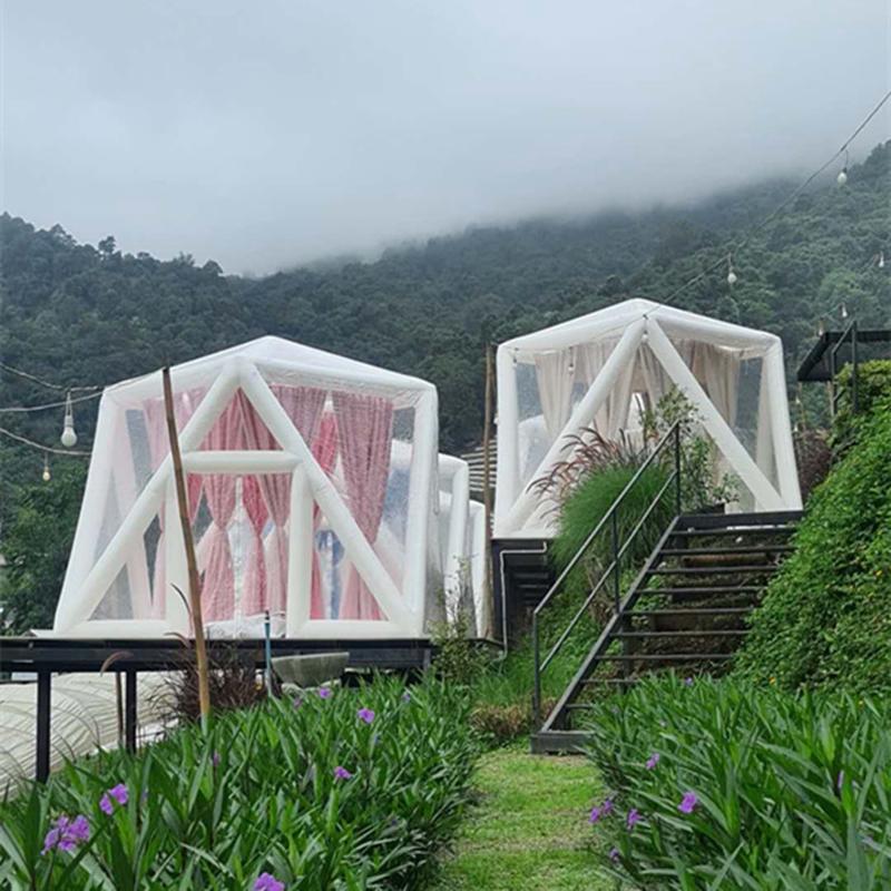 户外双层透明泡泡屋帐篷天台餐厅充气星空民宿酒店别墅餐饮蒙古包