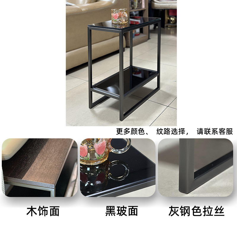 2023新款沙发边几小户型客厅电视柜不锈钢玻璃边柜意式极简储物柜