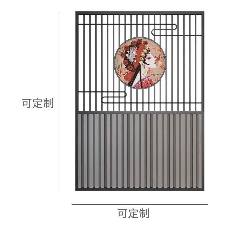 现代中餐厅卡座饭店玄关隔断墙铁艺屏风围栏装饰火锅店国潮隔间风
