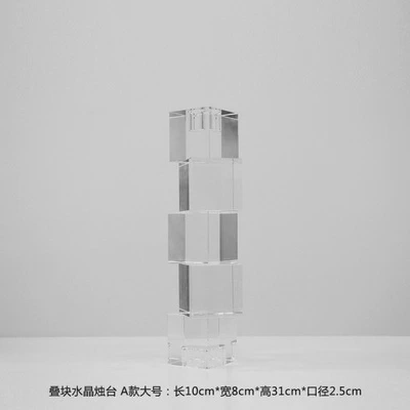 简约欧式极简轻奢叠块水晶烛台摆件别墅桌面样板间酒店餐桌装饰品