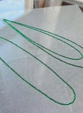 适用原创祖母绿色尖晶石颈链女款锁骨链叠戴马卡龙S925可调节项链