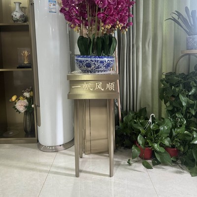 现代简约酒店餐厅大堂不锈钢展示台中间摆放置物架地台流水