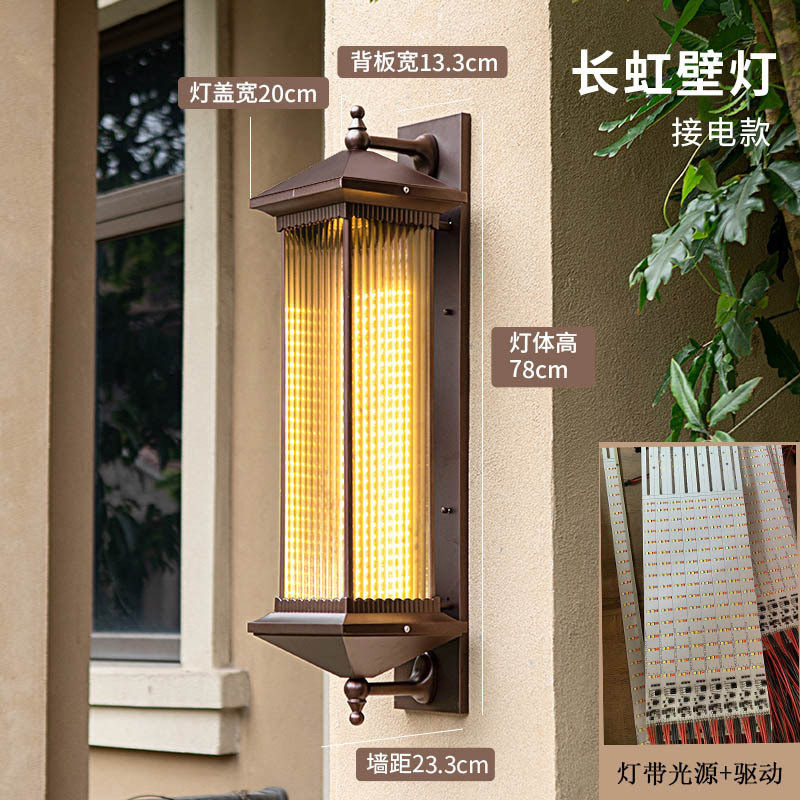太阳能门灯户外防水室外过道墙灯别墅走廊花园庭院阳台新中式壁灯