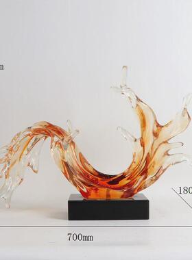 大型水滴雕塑售楼处酒店大堂玄关过道装饰品透明树脂水浪花摆件