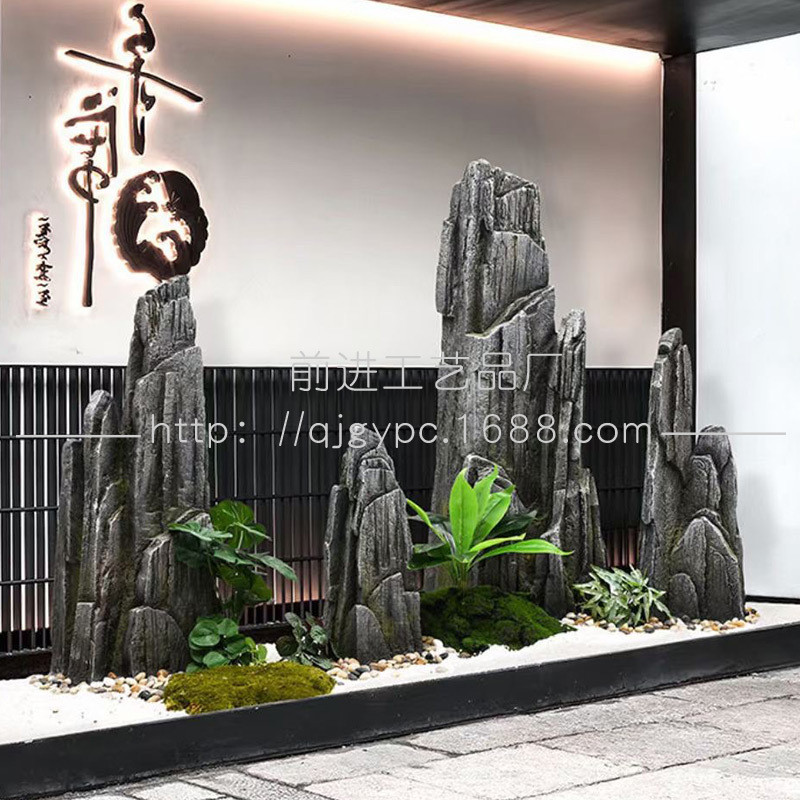 户外园林景观玻璃钢仿真石头室内假山绿植造景景观石头庭院石