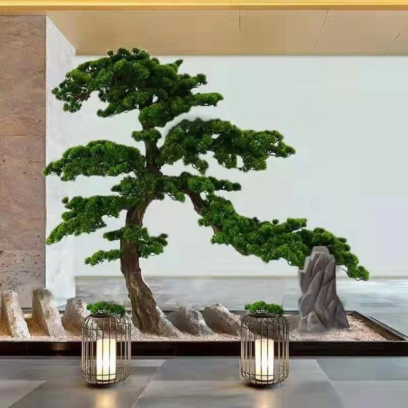 仿真迎客松造景人造树美人松假树景观会所酒店家居玄关装饰摆件