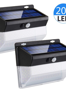 206led太阳能壁灯人体感应庭院灯爆款景观灯花园户外防水