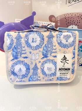 mnx2日系洗漱包姆明啊美折叠蓝色便携可挂化妆收纳包旅行家用大容