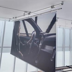 电动会标遥控报告厅舞台幕布横幅升降杆店铺自动吊旗广告画升降机